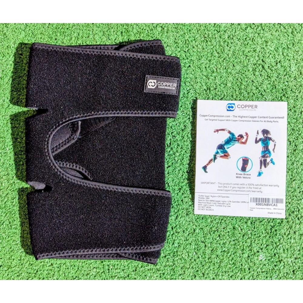 Copper Compression Comfort Adult OSFM 2-Strap Knee Heat Open-Patella Brace New